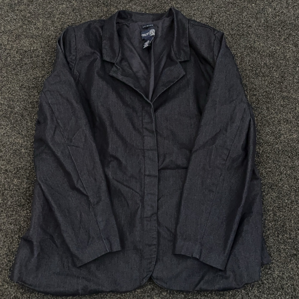 Venezia Jeans Blazer Womens Plus 18 Blue Denim Stretch 3 Button Lined Jacket